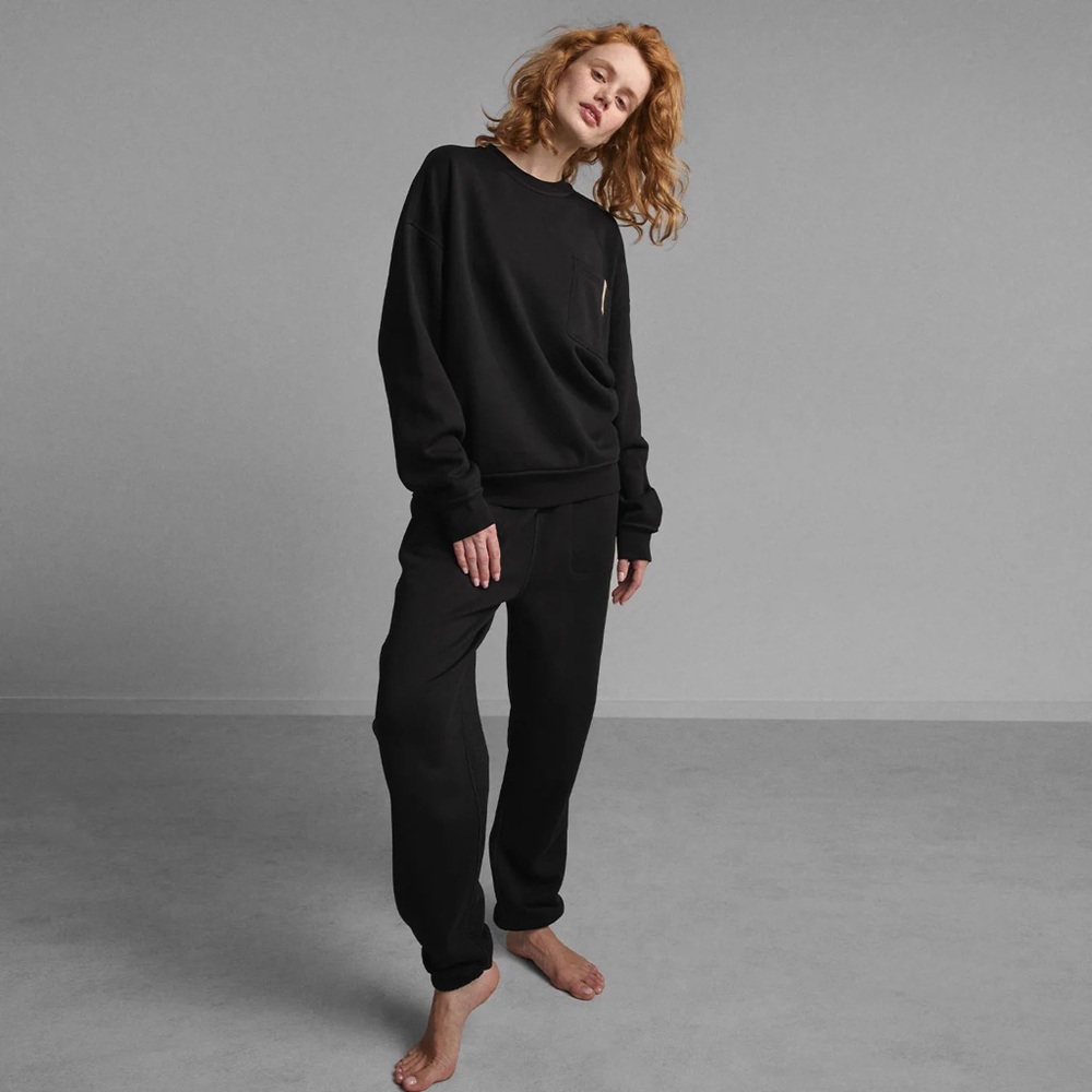 Lunya Silksweats Set, XS, Immersed Black, Reversible Crewneck & Joggers
